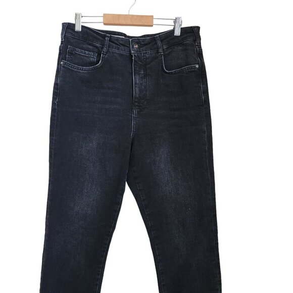 Anthropologie Pilcro Split Hem Straight Leg Jeans Women's 31‎ High Rise Black - Picture 13 of 16